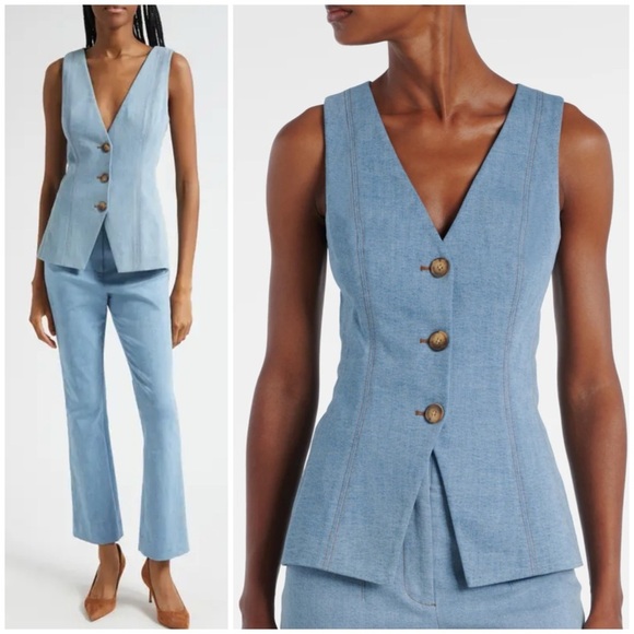 NWT VERONICA BEARD Avalina Denim Vest in Blue Mirage SZ US 6 - Picture 8 of 8